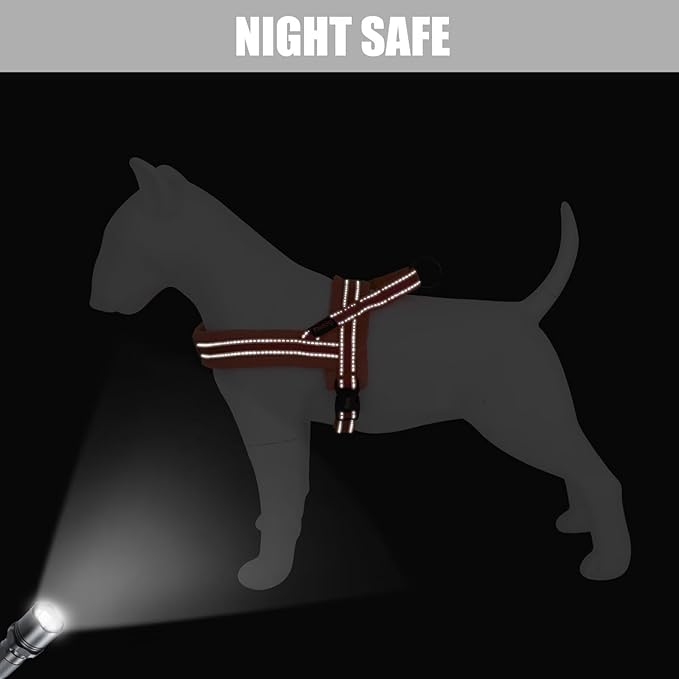 Didog Soft Flannel Padded Dog Vest Harness, No Pull/Quick Fit Reflective Dog Strap Harness, Easy for Training Walking (L:Chest 26-32", Orange)
