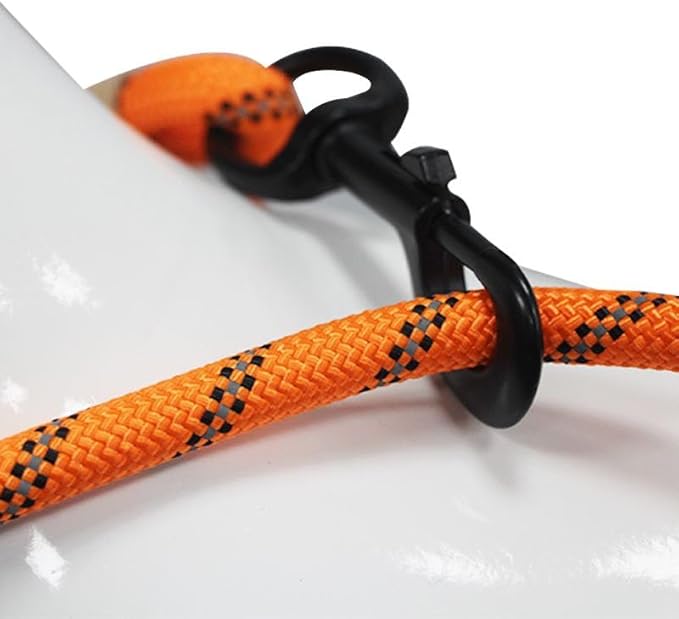 12ft No Pull No Choke Leash Long Rope Dog Leash, Anti Pulling, Dog Leads for Walking, Double Hook & Escape Proof for All Breeds, Reflective Orange