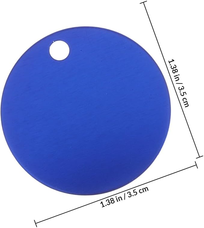 NUOBESTY 25pcs 35mm Aluminum Round Dog Tag Blanks with Hole for DIY Stamping Engraving Pet Name Id Tags Bulk Blue for Cats and Dogs