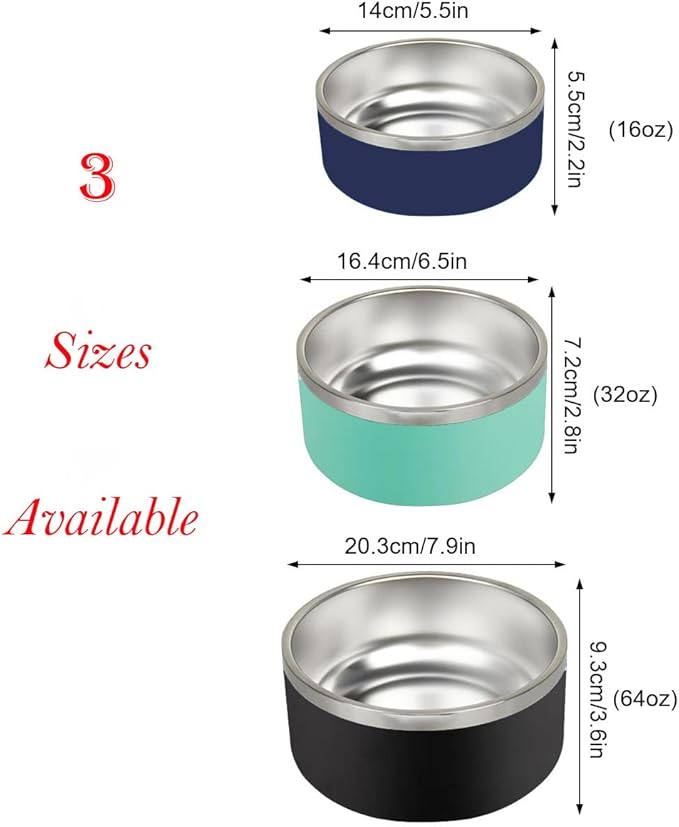 Personalized Cat Dog Bowl with Name Custom Stainless Steel Pet Bowls Customized Non Slip Durable Engraved Double Layer Reinforcement Cat Water Food Bowl for Pet's Present 32 oz.