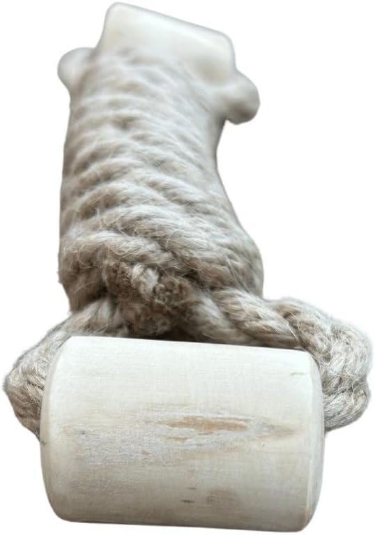ROMNG Coffee Wood Dog Toy - Eco-Friendly, Durable, Non-Toxic Hemp Rope Dog Toy - Tough Chew & Tug Toy for Moderate Chewers - Safe Outdoor & Indoor Play for Medium Dogs, (1.5”x 7”x 1.5”)