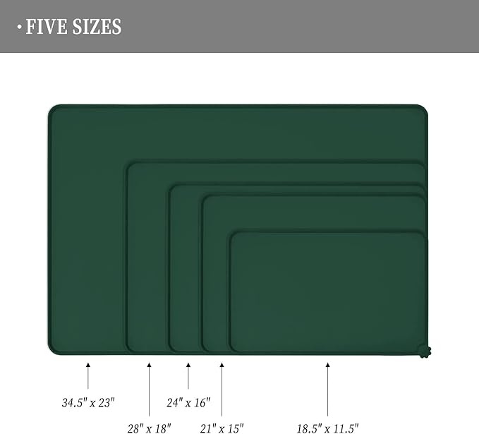 Reopet Waterproof Pet Feeding Mat with High Raised Edges, Heavier and Thicker Placemats for Cat Dog Water Bowl with BPA Free, Dogs Cats Food Mats for Messy Drinkers to Prevent Spill and Protect Floors