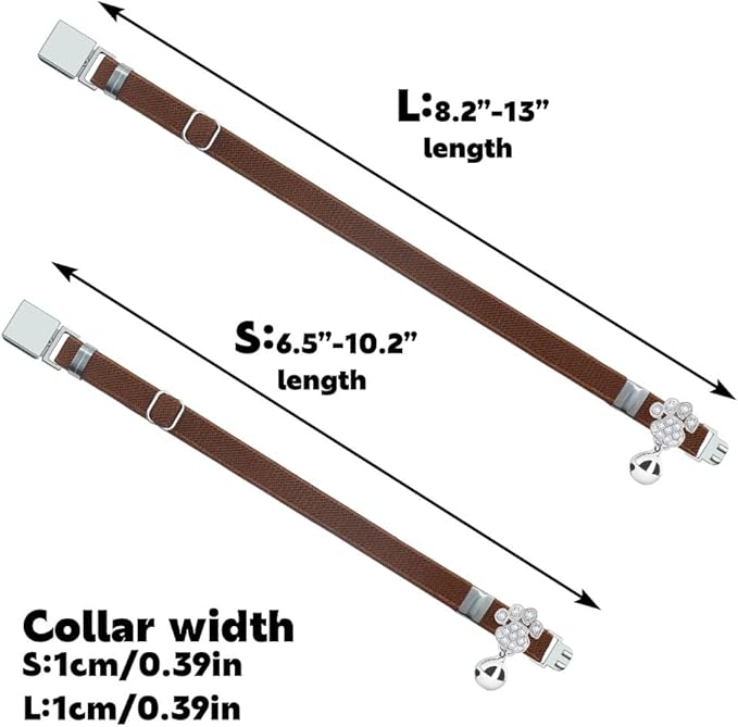 Personalized Safety Elastic Cat Collars with Bell,Laser Customized Stretch Kitten Collars for Girls Boys Cats-Chocolate