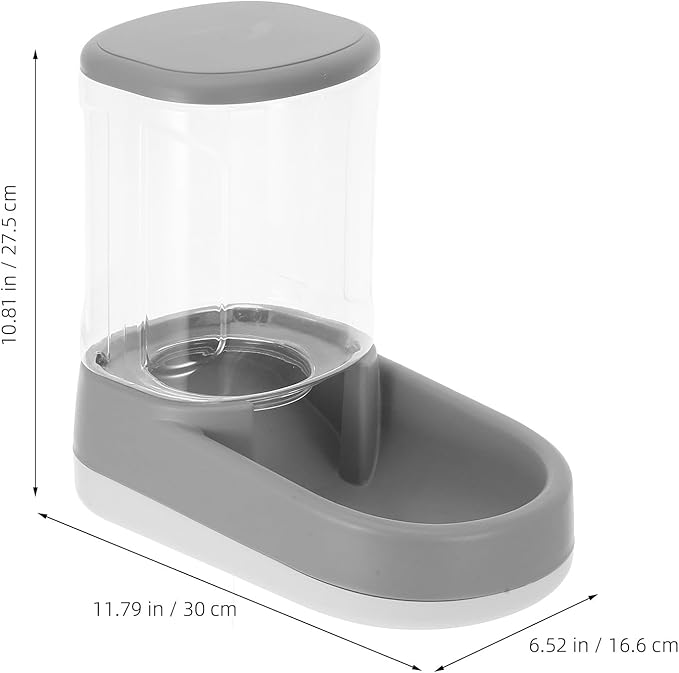 Mikikit Automatic Pet Feeder and Water Dispenser Grey, Gravity Dog Self Feeder with Waterer for Small to Medium Dogs and Cats, Outdoor Compatible Feeding Station