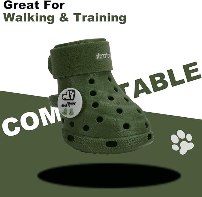 Dog Shoes Breathable Dog Shoe for Hot Pavement, Dog Booties and Paw Protectors, Non-Slip Waterproof Dog Sandals Boots (Green, S: (2.3’’x1.8'')(L*W))