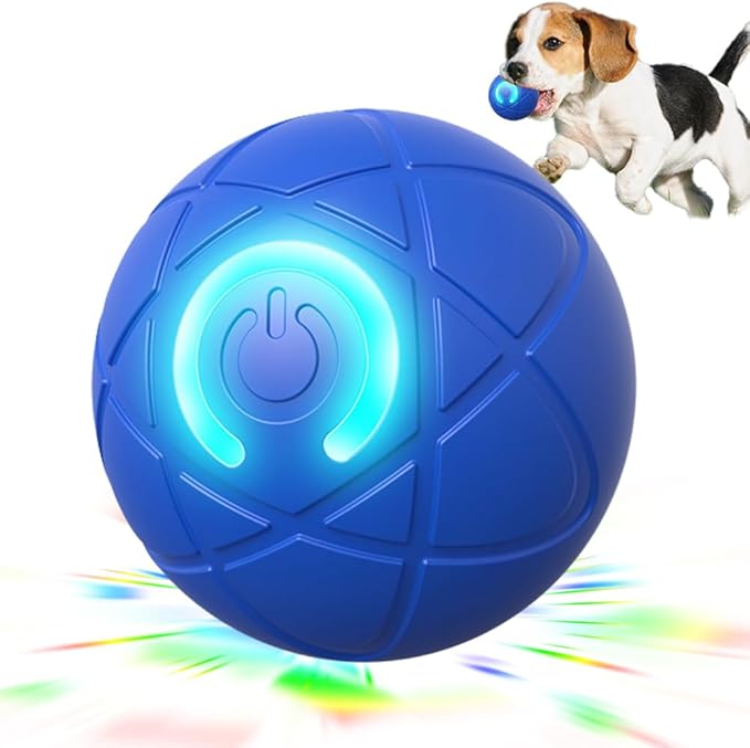 Interactive Dog Toys for Small Dogs, 2026 New Automatic Rolling Ball for Dog, Self Moving Jumping Automatic Moving Rotating Electric Ball for Pets Indoor Outdoor Fun (Blue)