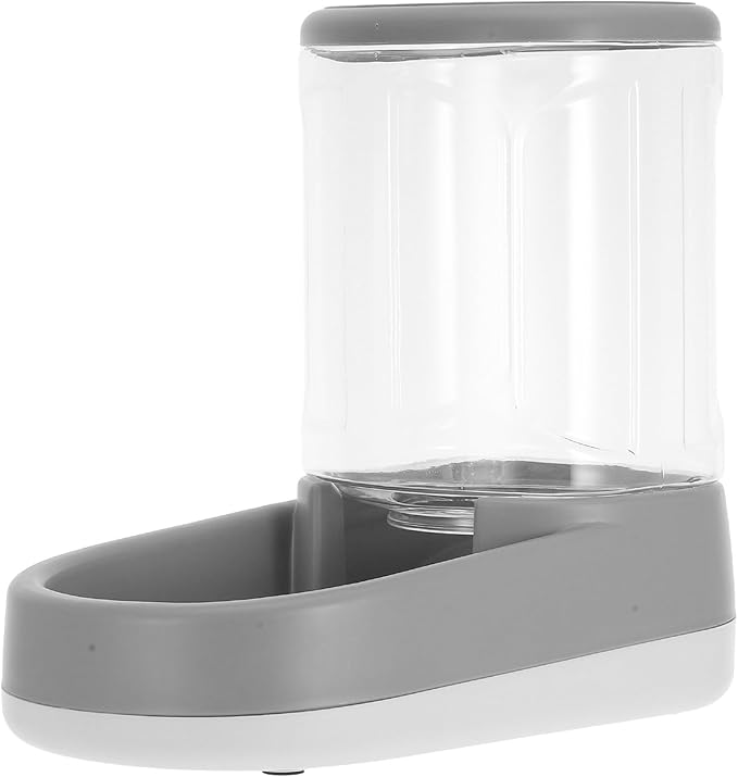 Mikikit Automatic Pet Feeder and Water Dispenser Grey, Gravity Dog Self Feeder with Waterer for Small to Medium Dogs and Cats, Outdoor Compatible Feeding Station