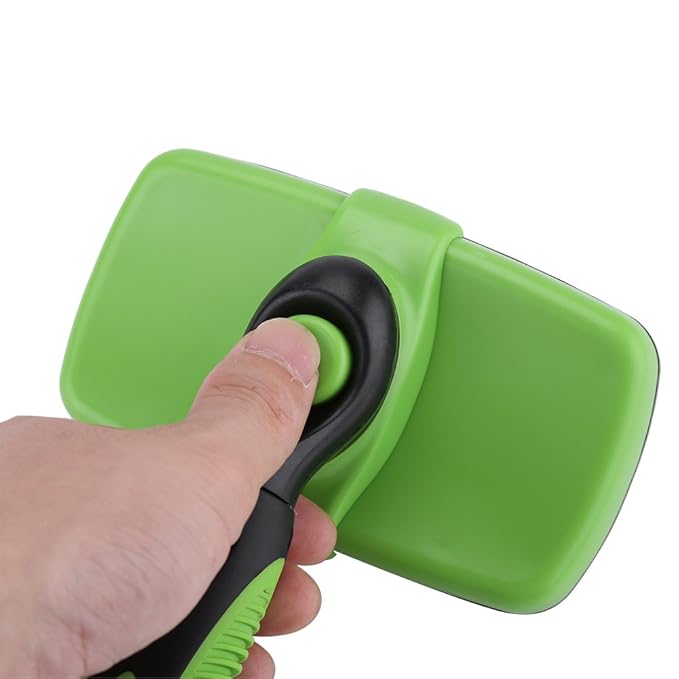 Self Cleaning Pet Slicker Brush Comb, Professional Grooming Tool for Dogs and Cats, Stainless Steel with Retractable Button, Ergonomic Handle for Long Short Thick Wiry or