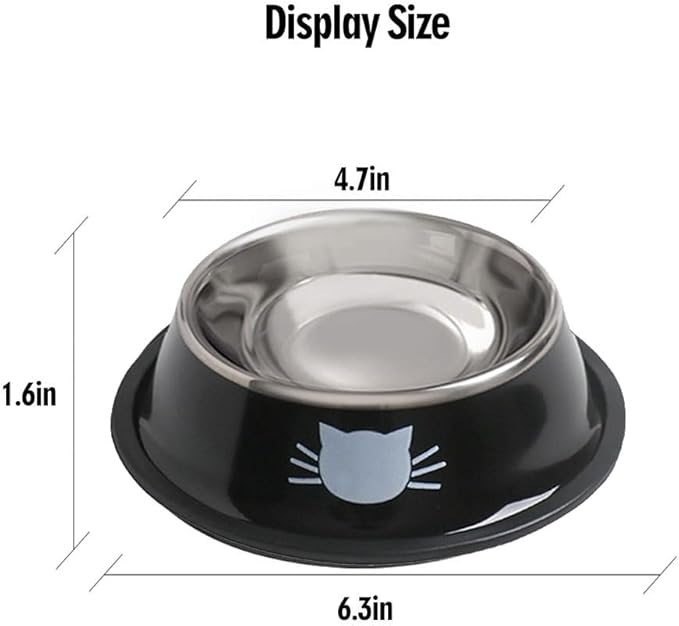 Cat Bowls for Food and Water,2PCS Rapsrk Non-Slip Stainless Steel 8 Oz Pet Bowl with Removable Rubber Base Dog Bowl