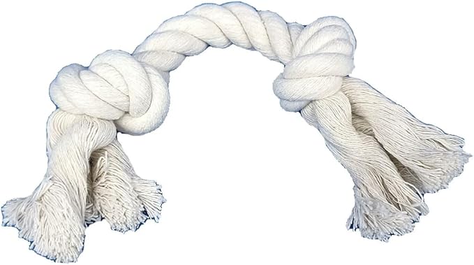 GOGOTAIL 2-Pack Dog Rope Toys for Small & Medium Dogs – Durable 10" Cotton Chew Tug Toys with 2 Knots for Puppy Teething, Dental Cleaning, Boredom Relief, Indoor & Outdoor Play, White