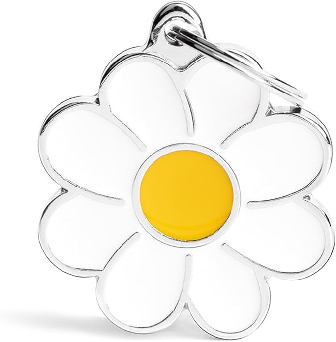 My Family Personalized Pet ID Tag Made in Italy, Daisy Flower,Charms Collection