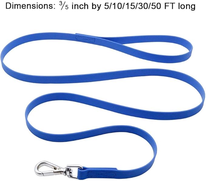 Waterproof Dog Training Leash 50FT 30FT 15FT 10FT 5FT Heavy Duty Recall Long Lead for Large Medium Small Dogs (30FT, Blue)