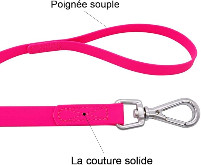 Waterproof Dog Training Leash 50FT 30FT 15FT 10FT 5FT Heavy Duty Recall Long Lead for Large Medium Small Dogs (30FT, Pink)
