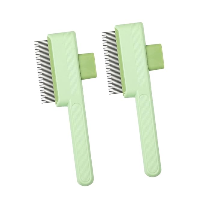 SelfCleaning Pet Detangling Brush Fine Teeth Hair Comb for Small to Large Dog Loose Furs Deshedding Grooming Tool 2pcs Ergonomic Pet Grooming Brush