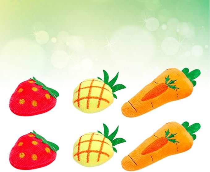 NOLITOY 6 PCS Catnip Toys for Cat: Plush Fruit Design Cat Chew Toys -Kitten Entertaining Interactive Dolls for Pet Playtime