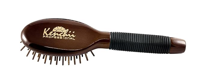 Kenchii Pet Grooming Wooden Pin Brush for Dogs And Cats - Solid Wood, Non Slip Grip Detangling and Shedding Brush for Long or Short Haired Pets
