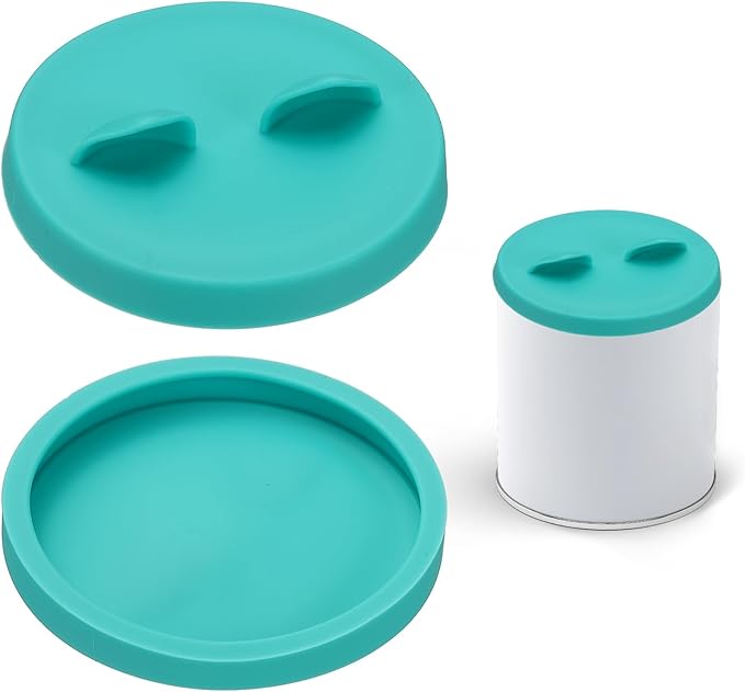 PETAXCELL Cat Food Can Covers Lids, Dog Food Can Lids with Cute Pet Ears Shaped Silicone Toppers 2.5 Inch, (Forest Green, 2Pcs), Intended for Dog/Cat/Pet Food Cans