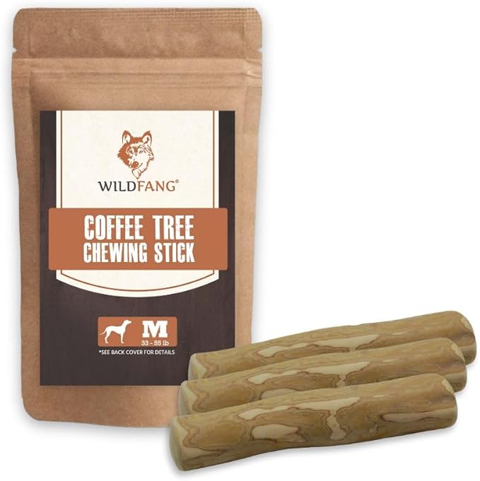 Wildfang® Coffee Wood Dog Chew, Medium – Tough Chew Toys for Aggressive Chewers, Dog Teething Toys for Puppies, Training for Chewing Muscles, Coffee Tree Sticks for Medium Dogs (33–55 lbs), Pack of 3