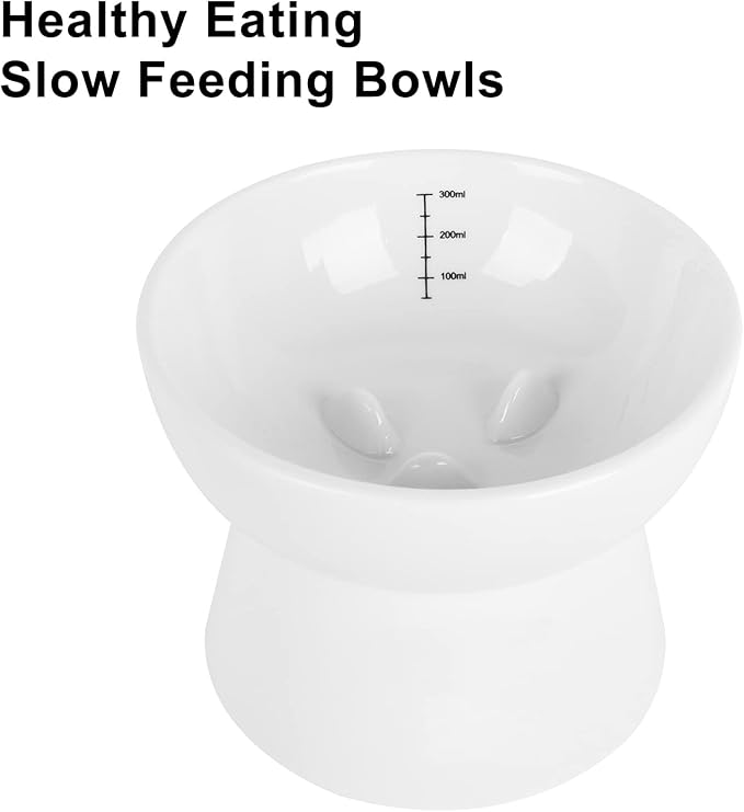 Vencer Cat/Small Dogs Slow Feeding Bowls,Raised Cat Food/Water Bowl (High-Capacity) Elevated Cat Dog Dish,Pet Bowls for Cats or Small Dogs,VCB-002