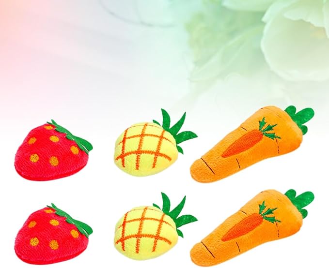 NOLITOY 6 PCS Catnip Toys for Cat: Plush Fruit Design Cat Chew Toys -Kitten Entertaining Interactive Dolls for Pet Playtime
