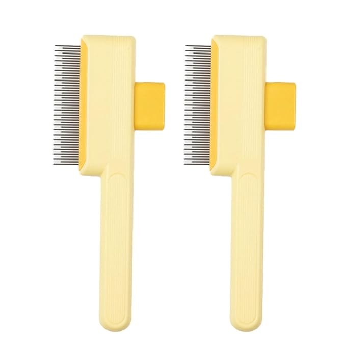 SelfCleaning Pet Detangling Brush Fine Teeth Hair Comb for Small to Large Dog Loose Furs Deshedding Grooming Tool 2pcs Ergonomic Pet Grooming Brush
