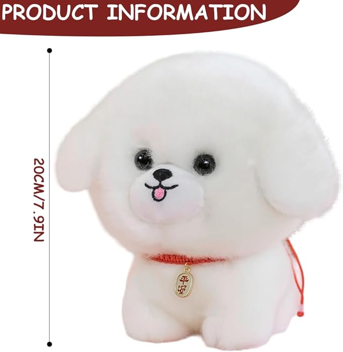 Sgqtqybk Dog Plush Toy Super Soft Puppy Stuffed Animal 8 Inch White Fluffy Plushie for Cuddling, Decor, Emotional Comfort