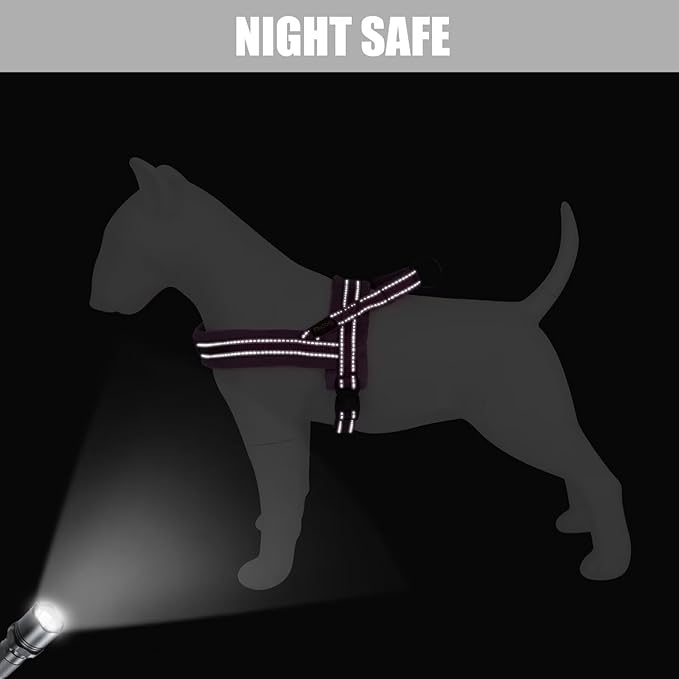 Didog Soft Flannel Padded Dog Vest Harness, No Pull/Quick Fit Reflective Dog Strap Harness, Easy for Training Walking (L:Chest 26-32", Purple)