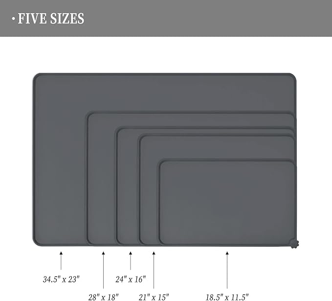 Reopet Waterproof Pet Feeding Mat with High Raised Edges, Heavier and Thicker Placemats for Cat Dog Water Bowl with BPA Free, Dogs Cats Food Mats for Messy Drinkers to Prevent Spill and Protect Floors