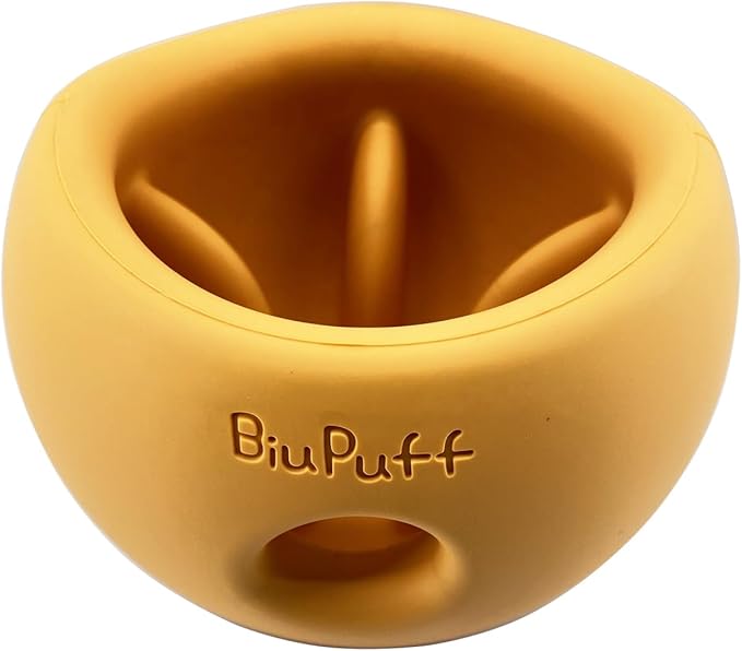 Treat Dispensing Dog Toy & Slow Feed Bowl, Interactive Puzzle Chew Toy for Anxiety Relief - Fillable for Fetch, Catch, Hold and as Frozen Lick Bowl (Vibrant Orange, Medium 498g)