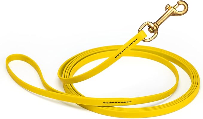 Viper K9 Biothane Working Dog Leash Waterproof Lead for Tracking Training Schutzhund Dog Sport & Search - Odor-Proof Long Line with Solid Brass Snap for Puppy Medium and Large 3/8" x 33ft Lemon Yellow