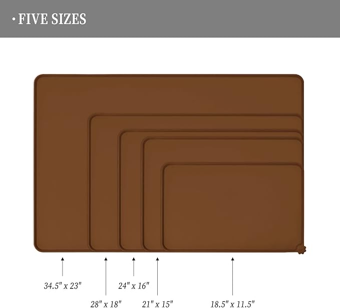 Reopet Waterproof Pet Feeding Mat with High Raised Edges, Heavier and Thicker Placemats for Cat Dog Water Bowl with BPA Free, Dogs Cats Food Mats for Messy Drinkers to Prevent Spill and Protect Floors
