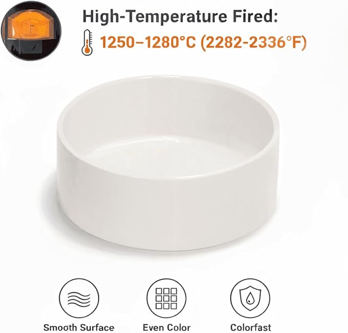 XPEQIRAY Ceramic Dog and Cat Bowl Modern Cute Weighted Food and Water Bowl Matte Glaze Pet Bowl for Replacement (White, 28.7 OZ)
