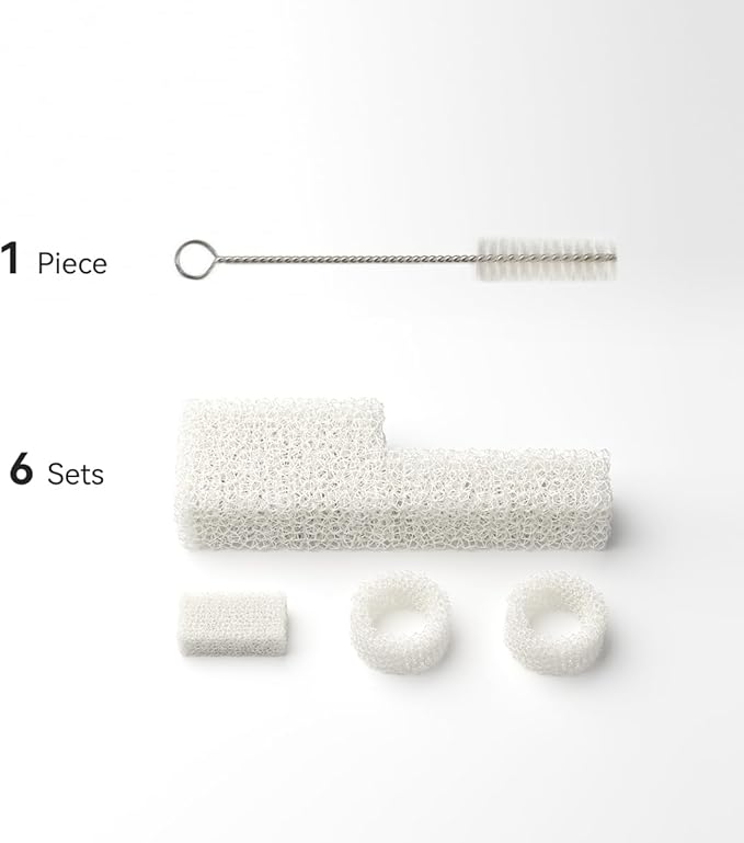 LALAHOME Filter Replacement Kit Compatible with RealFountain 6-Pack (6-Month Supply), Sponge Filter Set for Smart Cat Water Fountain Pet Water Dispenser Bowel Filter Foam with Cleaning Brush