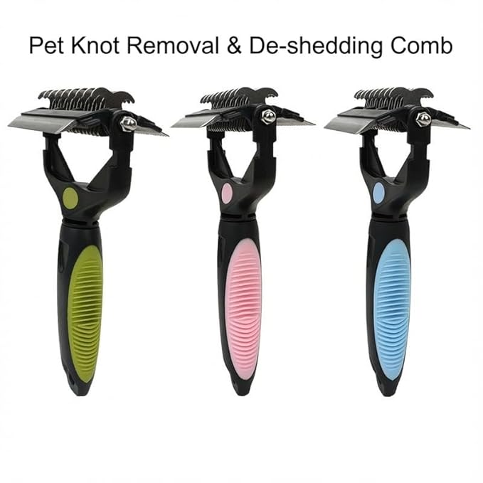 3-in-1 Pet Grooming Tool & Undercoat Rake, Retractable Dematting Comb for Dogs and Cats, Deshedding Brush for Removing Mats, Tangles, and Loose Hair
