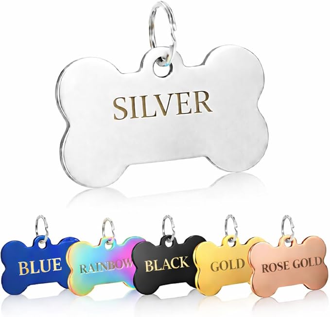 Custom Stainless Steel Dog Tag – Laser Engraved Pet ID Tag, Shiny Polished Metal, Lightweight & Affordable, Personalized for Dogs & Pets (Large, Silver)