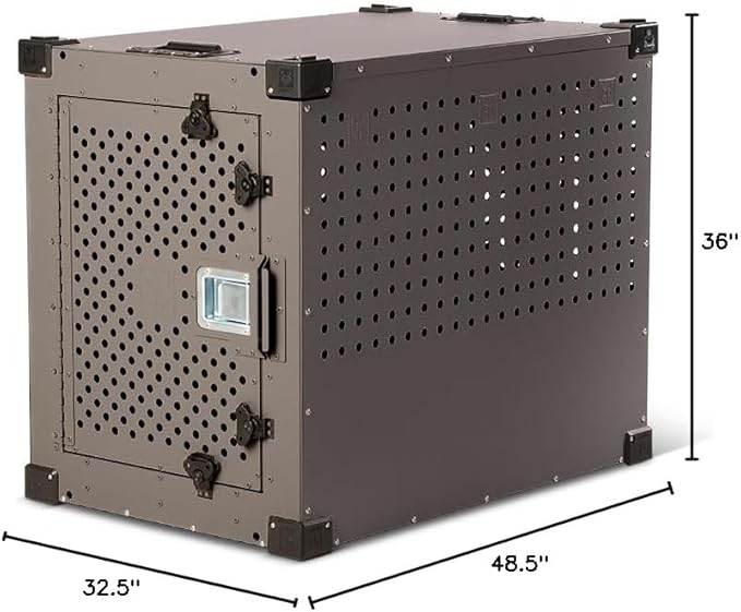 Impact Indestructible High Anxiety Dog Crate for XXL Dogs - Heavy Duty Escape Proof Indoor Dog Kennel with Powder-Coated Aluminum - Ideal for Escape Artists (Gray, 48" (48.5" L x 32.5" W x 36" H)