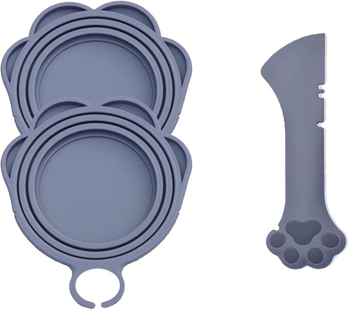 Ydeer Pet Food Can Lids And Spoon,2 Pack Pet Food Can Covers, One Fit 3 Standard Size Cans,For Dog And Cat Food Cans,Grey