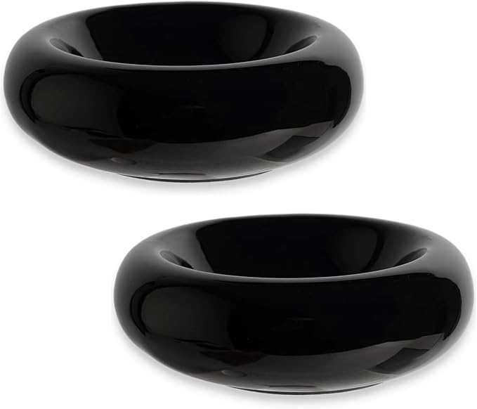 6.1 Inch Cat Bowls, 7 oz Ceramic Cat Food Bowl, Whisker Fatigue Relief Bowl, Anti-Vomiting, Protect Spine, Perfect for Indoor Cats(2pc Black)