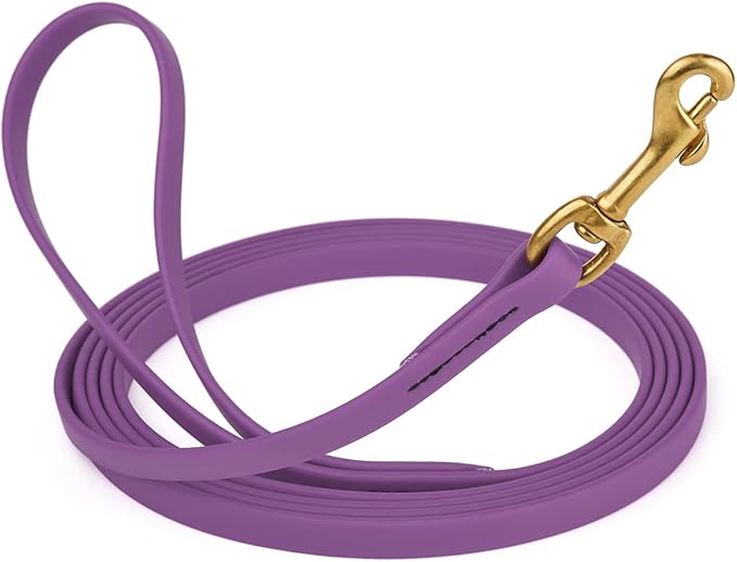 Viper K9 Biothane Working Dog Leash Waterproof Lead for Tracking Training Schutzhund Dog Sport & Search - Odor-Proof Long Line with Solid Brass Snap for Puppy Medium Large 1/2" x 15ft Amethyst Purple