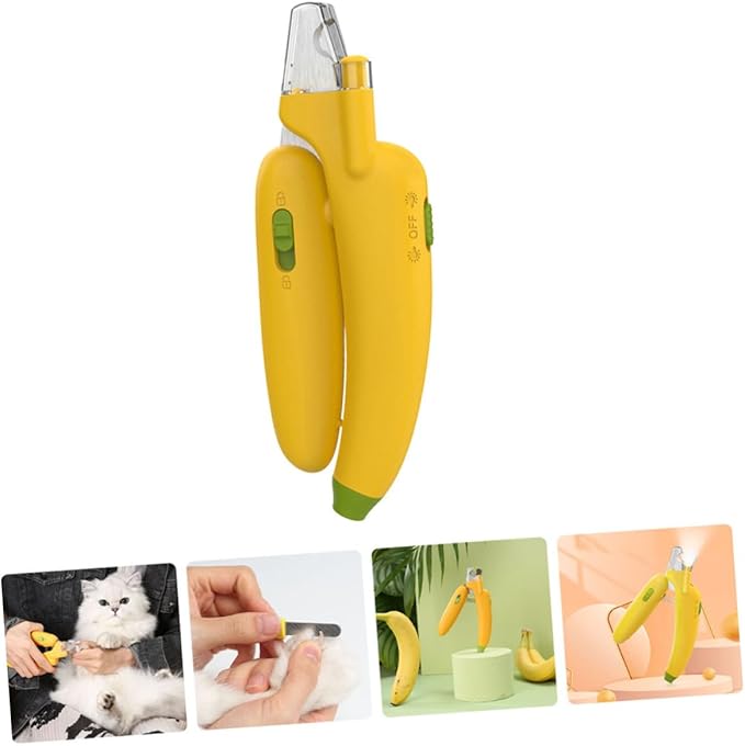 TOYANDONA LED Illuminated Pet Nail Clipper for Cats and Dogs Sharp Blades with Safety Guard Ergonomic Elastic Design for Easy Precise and Effortless Nail Trimming Yellow