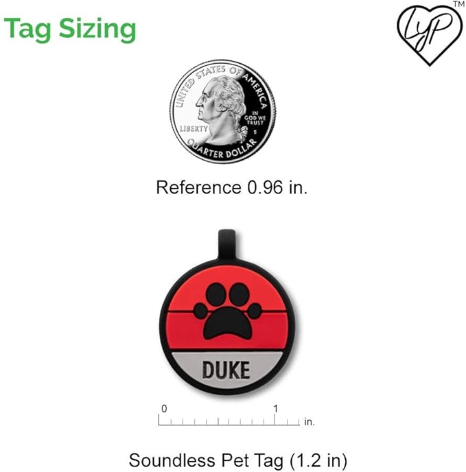 LYP Original Soundless Pet ID Tags | Custom Dog Tags Personalized for Pets | Durable Silicone Deep Engraved Dog Tag | No More Jingling | Red Paw