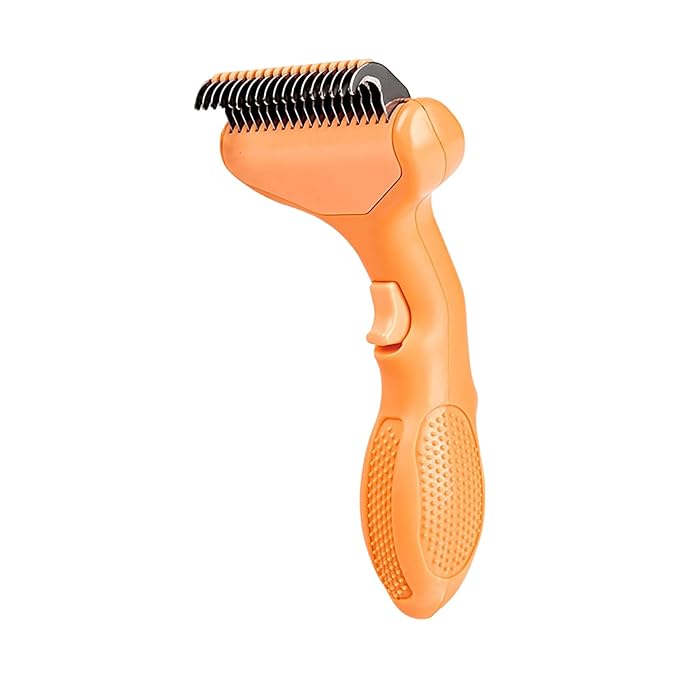 2026 Upgrade Cat Grooming Brush Self Cleaning, Self Cleaning Slicker Brush Small for Dog & Cat, Pet Grooming Deshedding Tool for Detangling & Dematting Long, Easy To Clean Loose Undercoat (Orange#B)