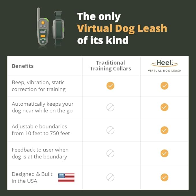 Virtual Dog Leash - Automatically Keeps Your Dog Near You On The Go, w/AUTOPROX Technology, Boundaries Centered Around You, Electronic Training Collar