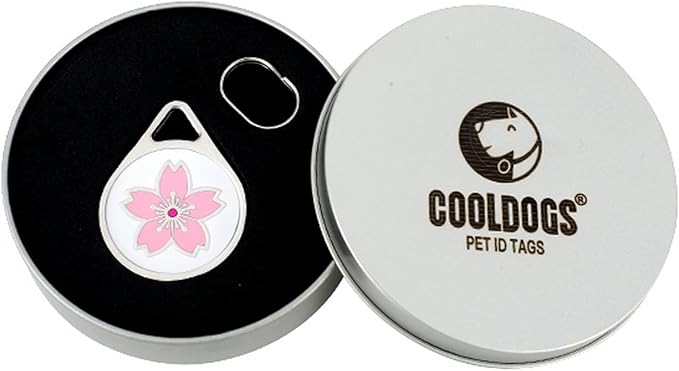 CoolDogs Sakura Stainless Steel Enamel Pet ID Tags for Dogs and Cats, Personalized Dog Tag, Cat Tag, Pet Tag,Dog Name Tags, Cat Name Tags with Custom Deep Laser Engraved ID (Med)