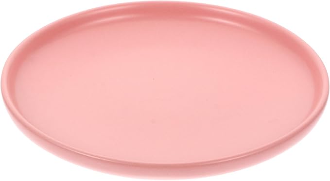 OSOLADY Ceramic Shallow Cat Bowl with Whisker Relief Non-Spill Design Pink Pet Food and Water Dish for Indoor Cats and Kittens