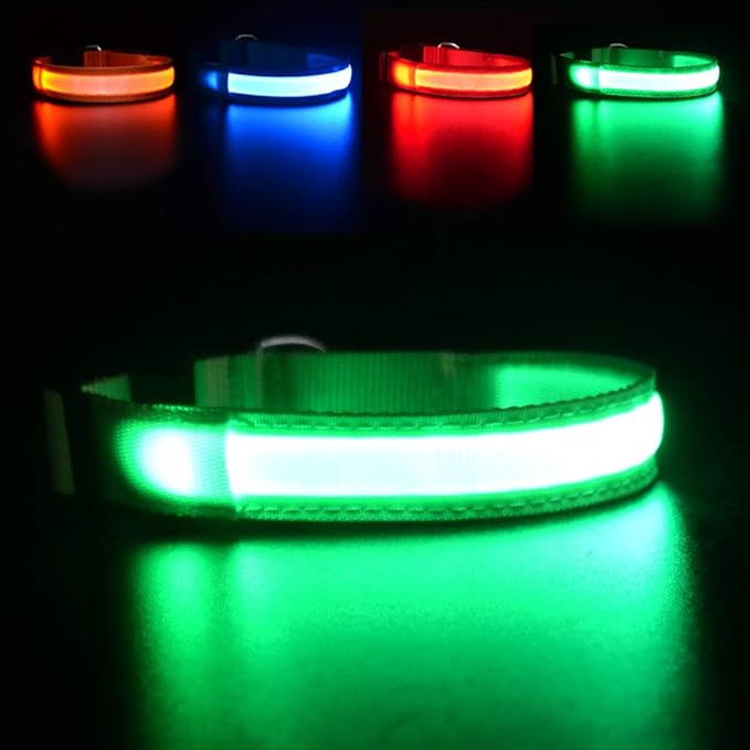 MASBRILL LED Dog Collar,Night Light Up Dog Collars Rechargeable Waterproof Glowing Dog Collar for Small Medium Large Dogs