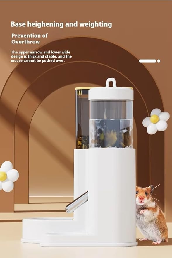 2-in-1 Automatic Pet Feeder and Water Dispenser Set – Gravity Food Dispenser & No-Drip Water Bottle Station – No Spill Puppy, Kitten, Small Dog, Cat, Rabbit & Guinea Pig Essentials