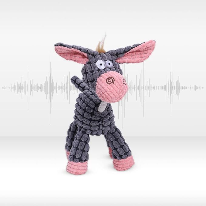 Plush Squeak Pet Dog Toy, Dog Plush Sound Toy Squeaky Toys, Interactive Stuffed Dogs Chew Toy Squeak Toy for Small Medium Large Dogs (Donkey)