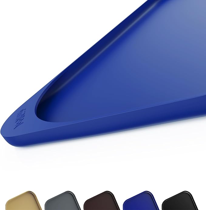 Silicone Pet Food Mat with Raised Edge for Food and Water Bowl, Dog Feeding Mats, Cat Food Trays for Floor Waterproof, Rubber Tray for Dogs and Cats, 22 x 14 x 0.8 Navy Blue