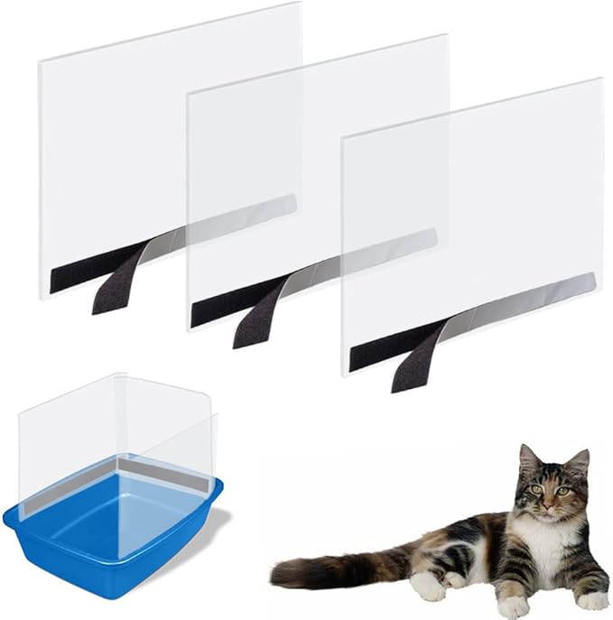 3 Pack Cat Litter Box Pee Shields, High Side Open Top Kitty Litter Pan Shield - Keep Mess in The Pan, (Box Not Included)